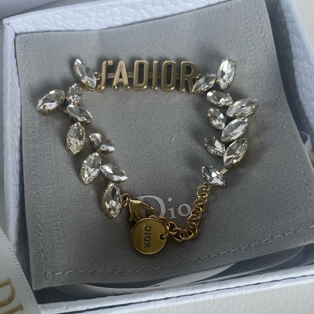 Auth. 100% Christian Dior 'J'adior' Logo Bracelet with Crystal Accents Vintage